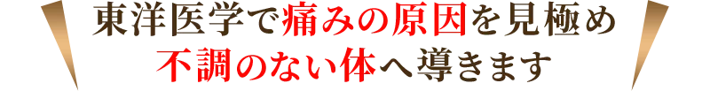 東洋医学で痛みの原因を見極め不調のない体へ導きます